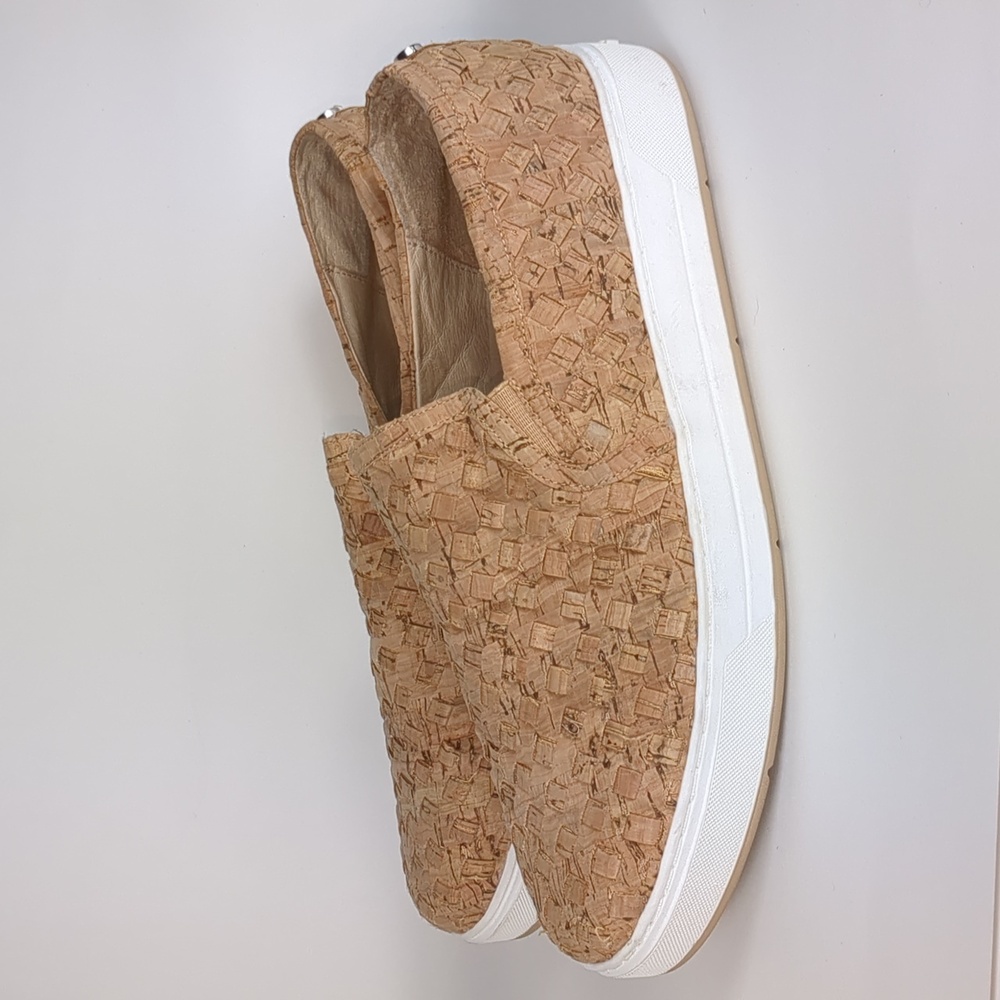 Donald Pliner Rally Woven Cork Leather Slip On Sneakers Tan Size 9.5M - Picture 2 of 4